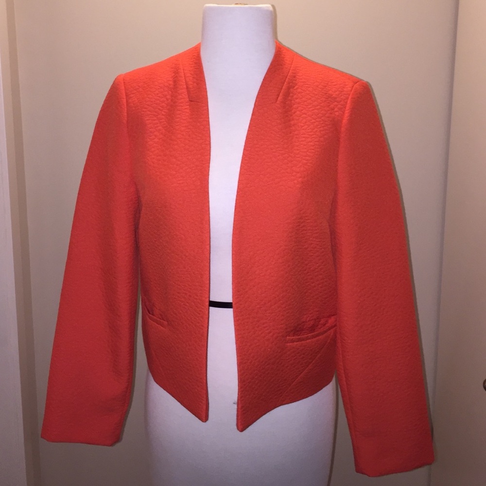 Topshop Croco Embossed Bright Orange Blazer - 8